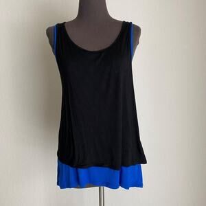 Olivia Moon sz‎ S blue black layered tank top
